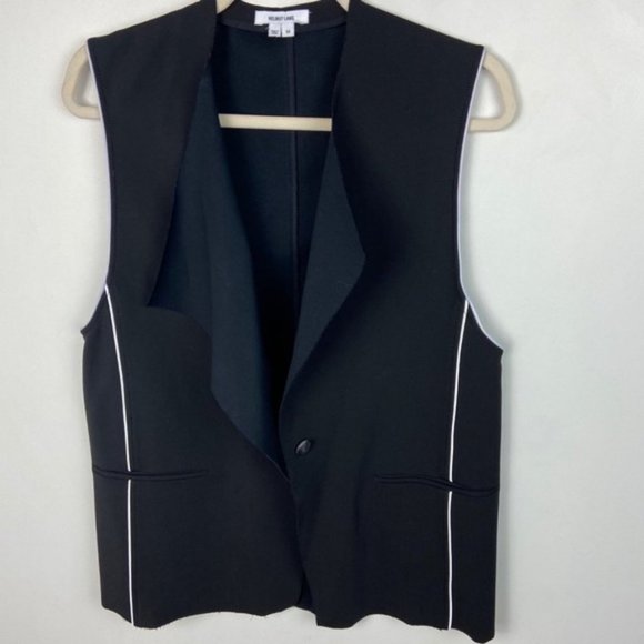 Helmut Lang Pierce Buttoned Origami Vest Black Size Medium Minimalist Drape Wool - Picture 11 of 12